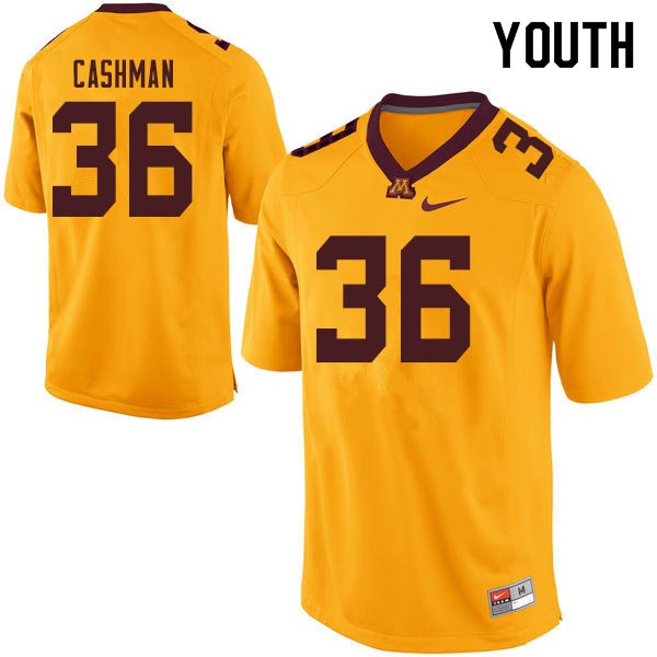 Youth #36 Blake Cashman Minnesota Golden Gophers College Football Jerseys Sale-Gold